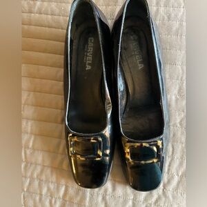 Black Patent Leather Carvela flats, Size 39 1/2